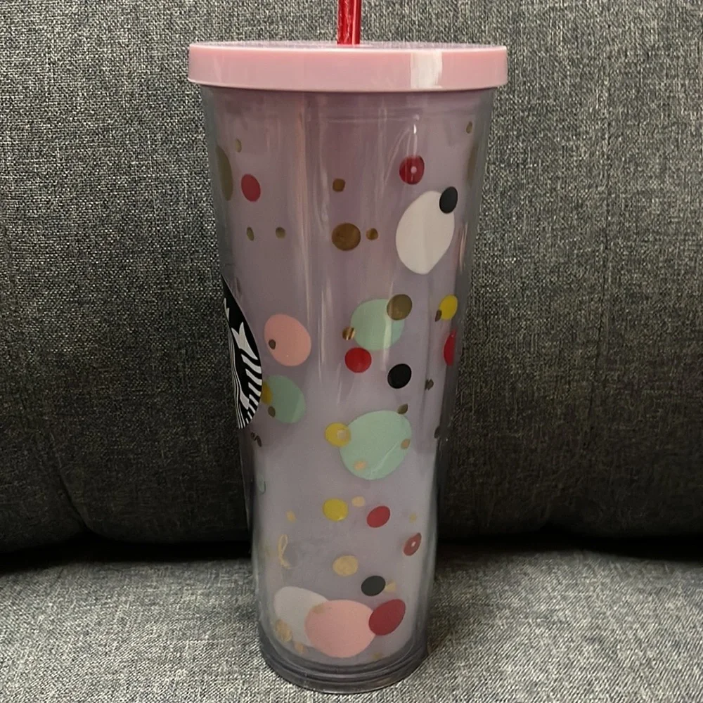 Starbucks Confetti Double Walled Be Joyful Tumbler with Straw